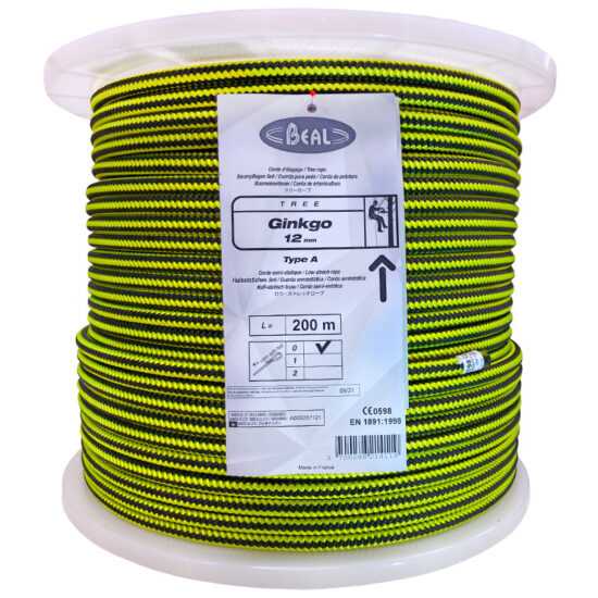 Arboristické lano Beal Ginkgo 12mm 200m Barva: černá/žlutá Arboristické lano Beal Ginkgo 12mm 200m Barva: černá/žlutá