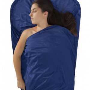 Vložka do spacáku s kapucí Silk/Cotton Travel Liner Mummy with Hood and Box Foot Navy Blue (barva Navy modrá)
